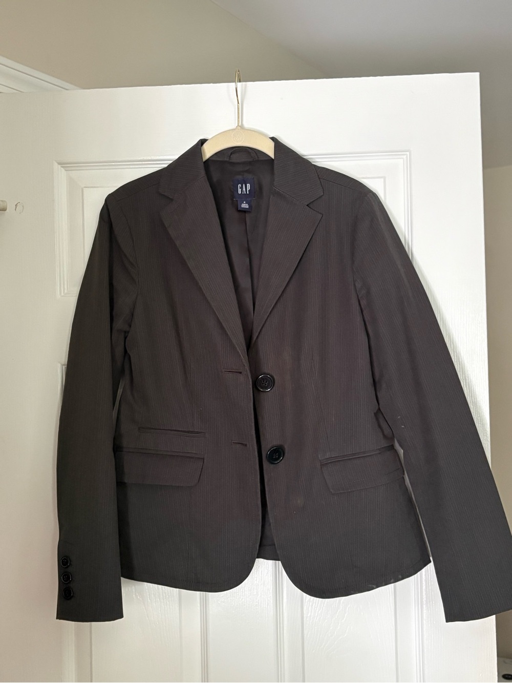 GAP Women's Gray Two-Button Pinstripe Blazer